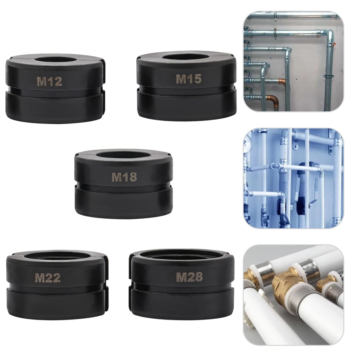 M/V-Contour 12/15/18/22/28mm Presser Jaws Set,Crimping Dies Tubular Clamp Kit,Crimp Inserts for Crimping Copper Tubes