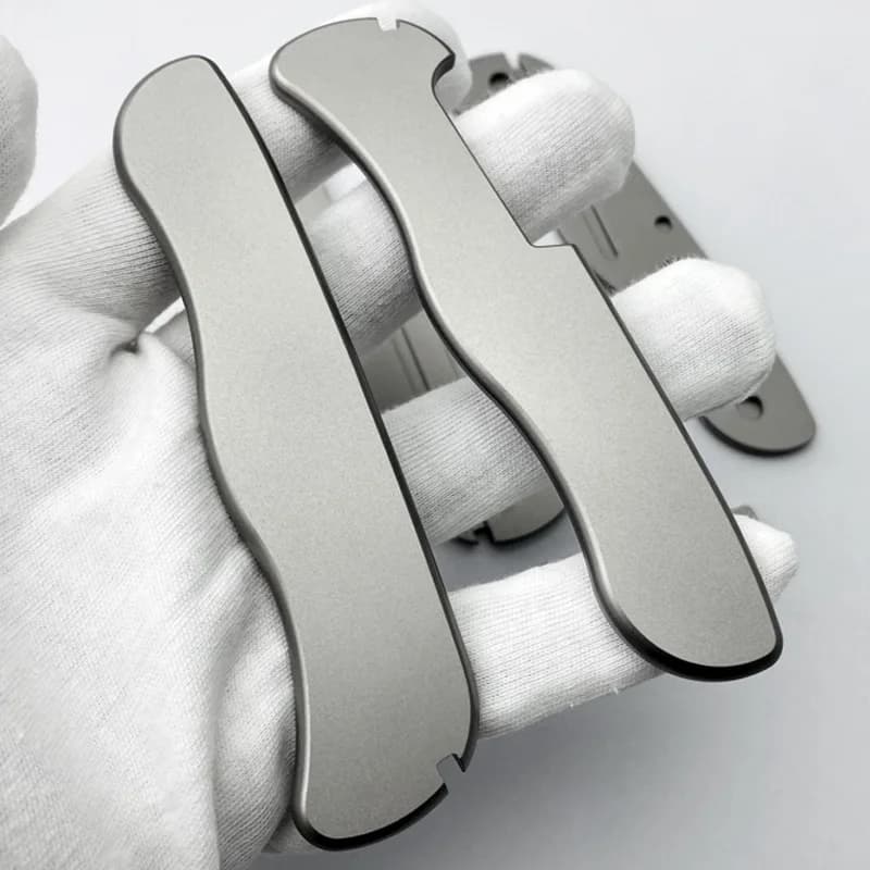 1Pair Titanium Alloy Handle Scales for 111MM Swiss Army Knife Patch with Slots for Toothpick Tweezers Modification Accessories