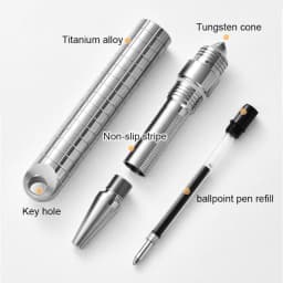 Necklace Pendant Mini Titanium Portable Signature Pen EDC Portable Keychain Pen Travel Metal Ballpoint Pen Break Windows Tool