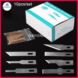 10PCS Stainless Steel Blades with Handle Wood Cutting Engraving Tool Set Mobile Phone BGA IC Chip Glue Removal Repair Hand Tools