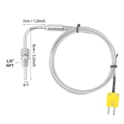 EGT Thermocouple Temperature Sensor K-Type With 1/8" NPT Compression Fittings Gas Temp Sensor Probe Connector