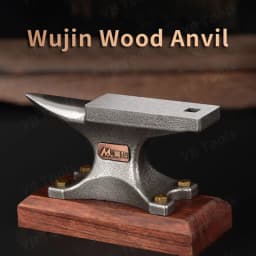Vintage Ebony Wood Base Horned Steel Anvil Household Iron Anvil Tiger Clamp for Jewelry High-precision Parts Processing DIY Tool