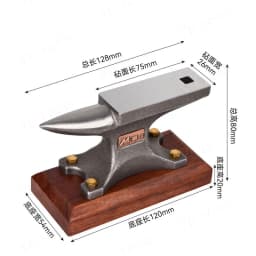 Vintage Ebony Wood Base Horned Steel Anvil Household Iron Anvil Tiger Clamp for Jewelry High-precision Parts Processing DIY Tool