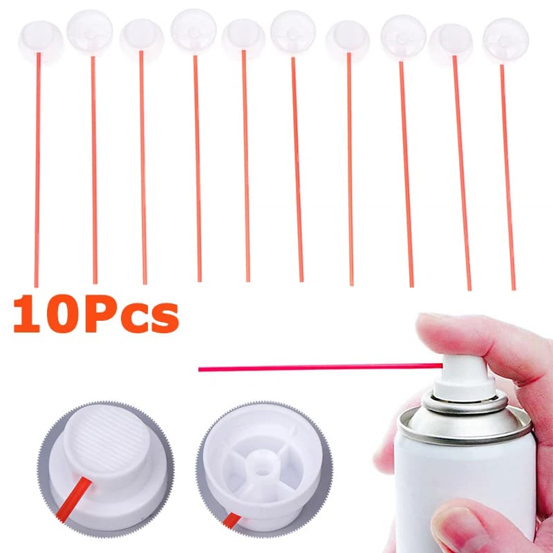 10 Sets Aerosol Nozzle Spray Can Nozzles Sprayer Tube Extension Valve Replacement Fit Female Cans Needle Caps Spray-Paint Caps