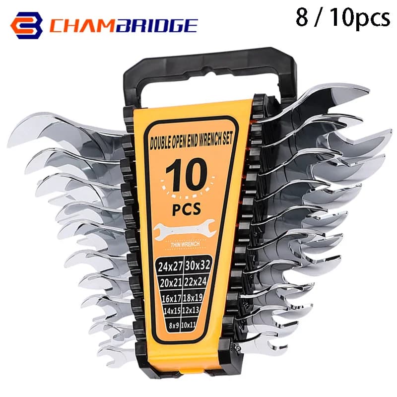 10pcs/8pcs Chrome Steel Ultra-thin Wrench Double-Head Universal Open-End Wrench Bolt Removal Wrench Manual Repair Tool Set