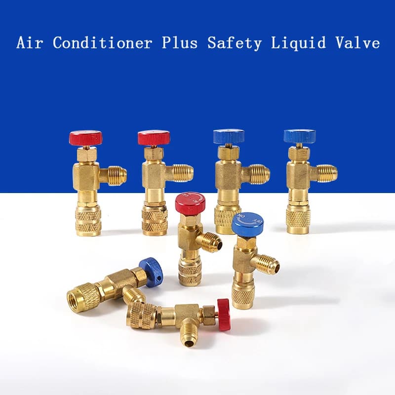 Air Conditioning Refrigeration Safety Valve R410A R22 1/4 " Refrigerant Charging Safety Liquid Copper Adapter Hand Tool Parts