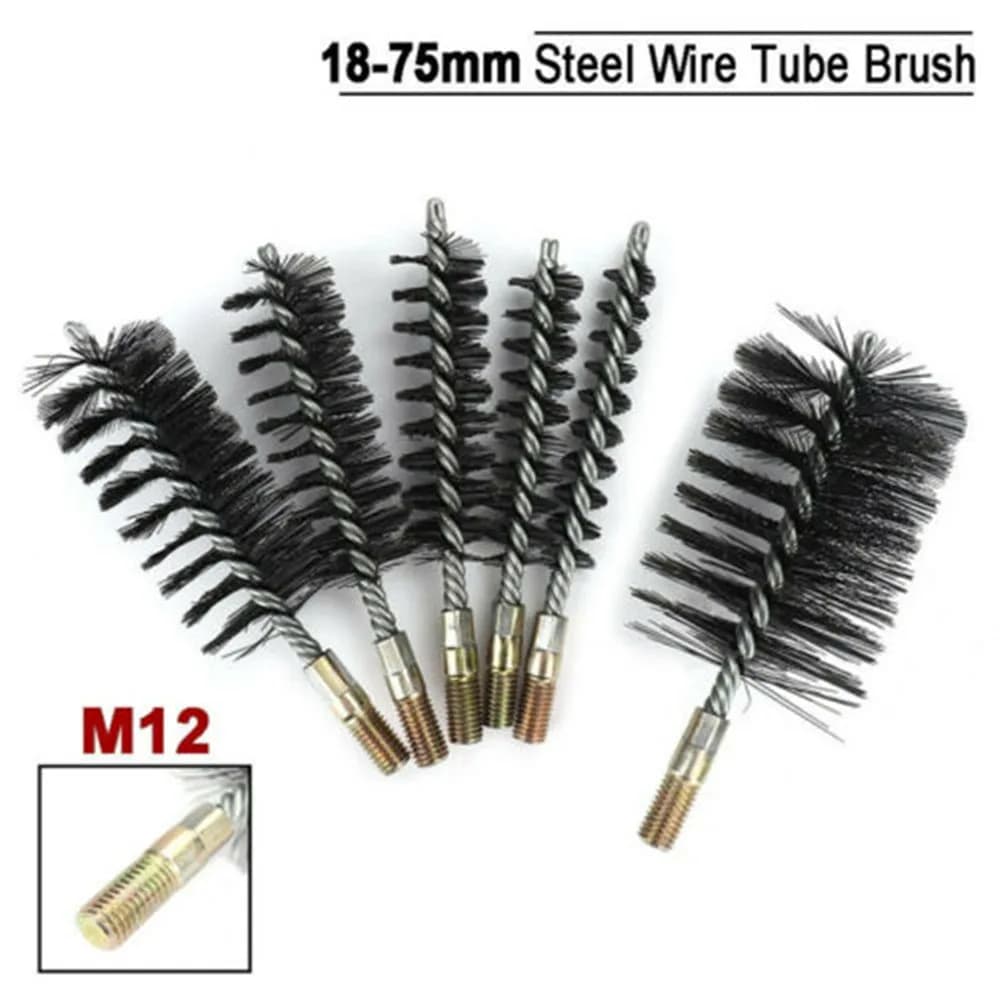 18/22/25/32/40/50/65/75mm Thread Wire Brush Metal Brush Working Stainless Steel Wire Pipe Tube Cleaning Chimney Brush Kit