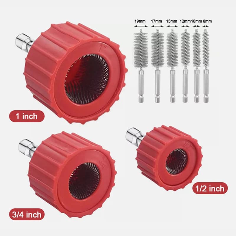 1 Set Copper Pipe Cleaner Set For Power Drill, Tube Cleaning Brush, Cleans Copper Pipes Tubes And Fittings For Soldering