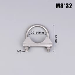 1Pc 304 Stainless Steel U-Screw Irregular Bolt With Baffle And Nut M8 Exhaust Pipe Clamp