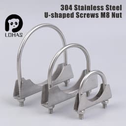 1Pc 304 Stainless Steel U-Screw Irregular Bolt With Baffle And Nut M8 Exhaust Pipe Clamp