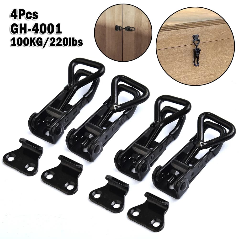 4pcs Adjustable Toolbox Case Metal Toggle Clamp Latch Catch Clasp Quick Release Anti-Slip Push Pull GH-4001 Toggle Catch Clip