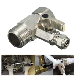 1Pcs Water Line Adapter Angle Stop Adapter Alloy T-Valve 1/2" To 1/4" With Shut-Off Ball Valve Tap Tee B Water Hose Pipe Fitting