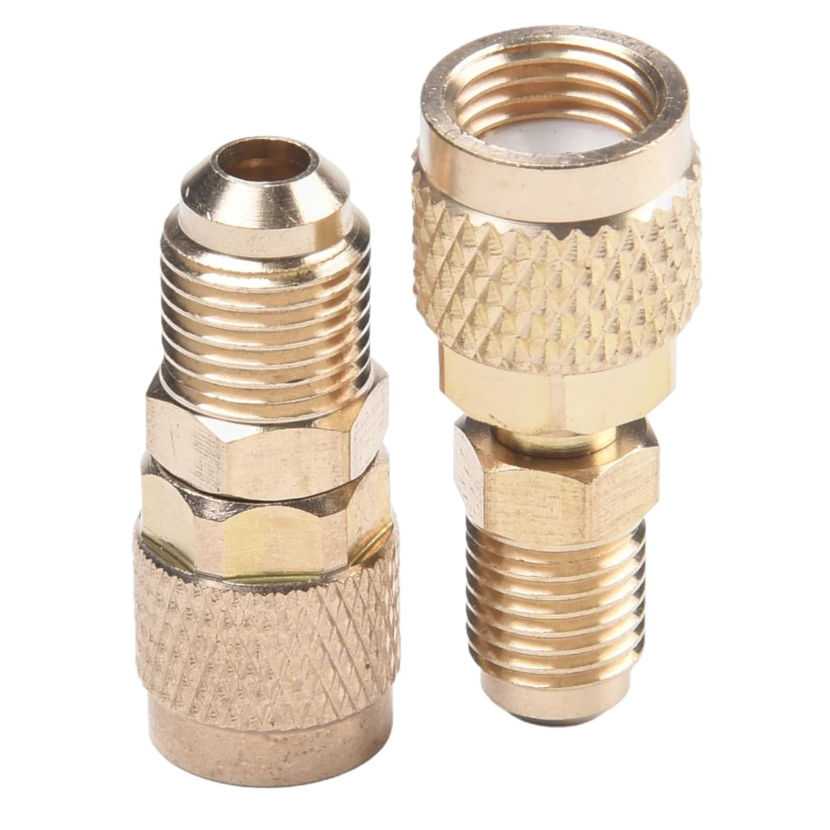 2Pcs Gold Brass Adapter Female 5/16" SAE Male 1/4" SAE Quick Coupling Tools For R410 R32 R22 Air Conditioning Adapter