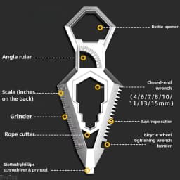 EDC Multitool 10-in-1 Portable Keychain Combo Tool Saw, Bottle Opener and Box Opener for Everyday Carry and Camping Accessories