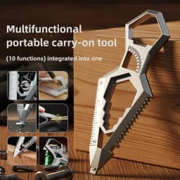 EDC Multitool 10-in-1 Portable Keychain Combo Tool Saw, Bottle Opener and Box Opener for Everyday Carry and Camping Accessories