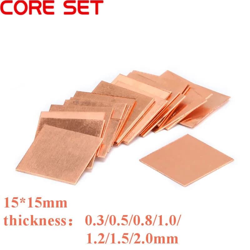 10Pcs 0.3mm/0.5mm/0.8mm/1.0mm Laptop Copper Sheet Plate Strip Shim Thermal Pad Heatsink Sheet For GPU CPU VGA Chip RAM Cooling