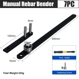 Manual Rebar Bender for 1-8mm Steel Wire Multi Angle Bending Tool High Carbon Steel Easy Install Durable Heavy Duty