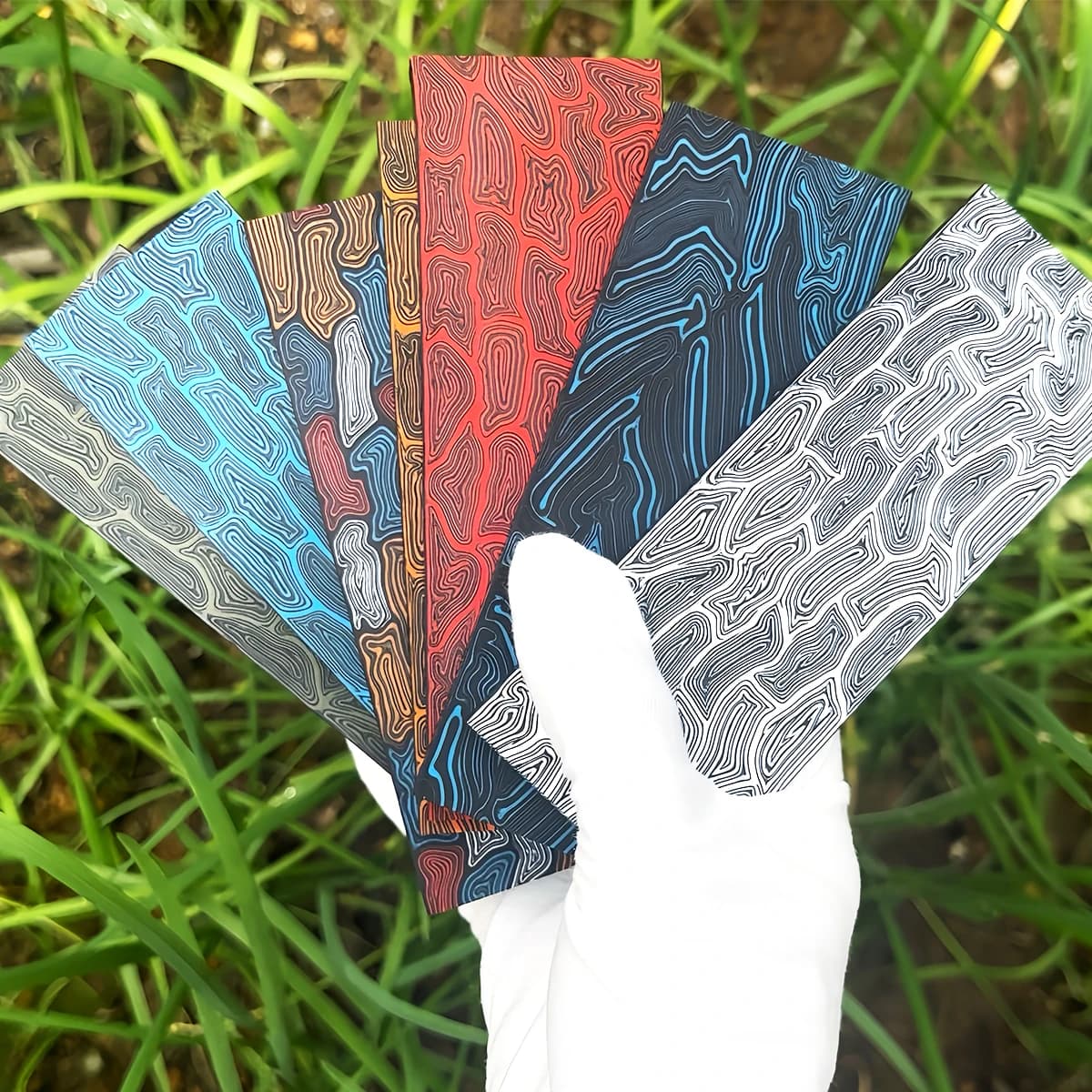 2pieces New Style Damascus Pattern G10 Knife Handle Material Diy Handle Composite Material G-10 Tool Patch Material 130x45x8mm