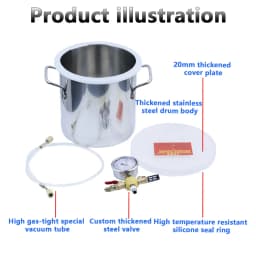 Stainless Steel Vacuum Chamber Gallon Vacuum Defoaming Barrel 6L Vacuum Degassing Chamber Silicone AB 20CM