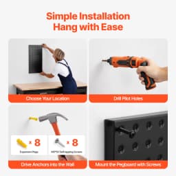 SucceBuy 24x12in 2/4pcs Metal Pegboard Panels Wall Organizer with Hooks Accessories for Garage Tool Storage Craft Room Home