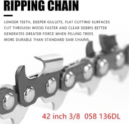 20in to 42in 3/8 .058 Ripping Saw Chain Compatible with Hus 61 66 266 268 272 281 288 365 372 385 390 394 395 Chainsaw