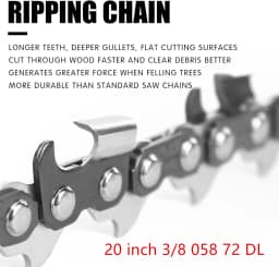 20in to 42in 3/8 .058 Ripping Saw Chain Compatible with Hus 61 66 266 268 272 281 288 365 372 385 390 394 395 Chainsaw