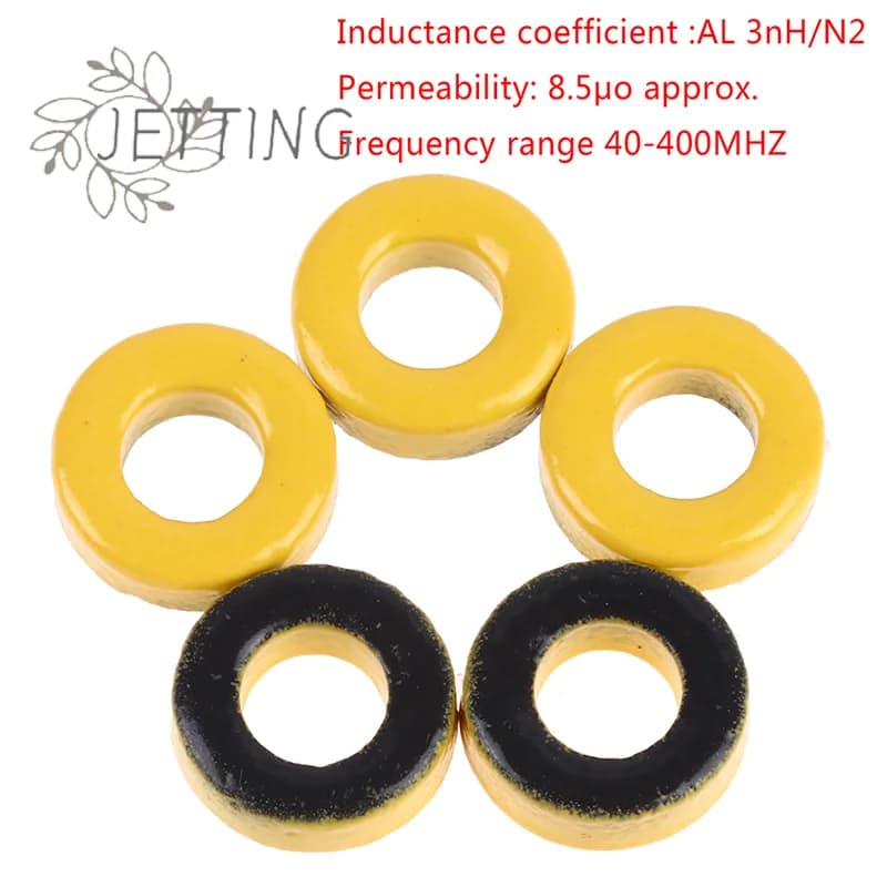 Hot 5pc T37-6 T37-2 T50-2 Iron Powder Cores 9.5*5.2*3.3mm AL=3.0nH/N2 8.5uo Iron Dust Ferrite Toroid Core Coating Yellow Gray