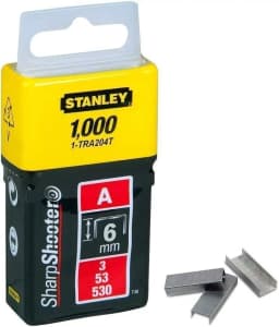 STANLEY 1000PCS 6mm A-Type Light Duty Staples 1-TRA204T