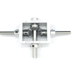 Transmission Reversing Gearbox Dual Output Shaft Bevel Gear Angle Converter Speed Ratio 1:1 Alloy Frame 90 Degree Right Angle