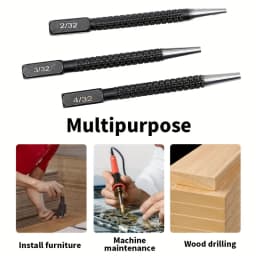 4 Pieces of High-speed Steel Nail Fixer Black Drilling Manual Locator Punching Center and Dot Punch (1/32 "2/32" 3/32 "4/32")