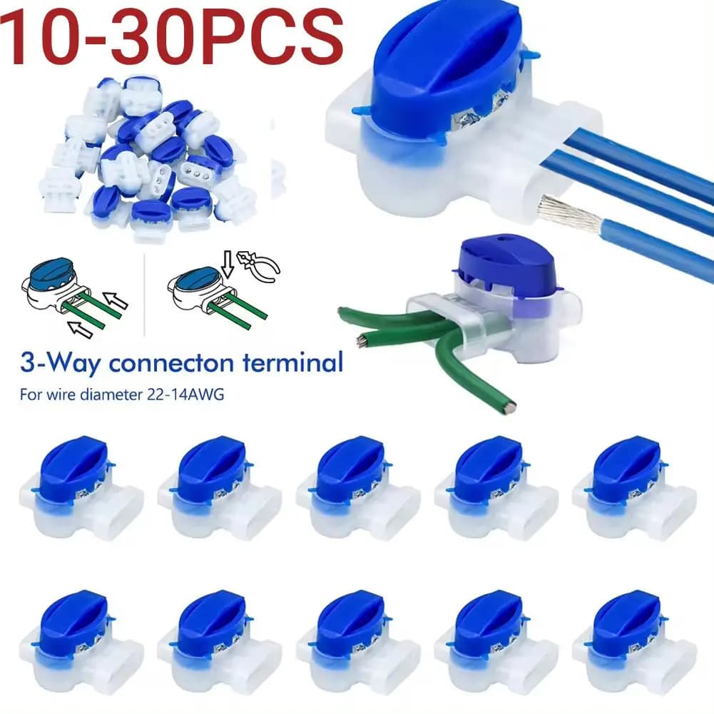 3 Holes Cable Connector Waterproof Connector/Connection Clamps Without Stripping for Gardena/Husqvarna/Worx/Robomow Lawnmower