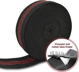 Black Chair Webbing, Elastic, Elasbelt, 2" Wide, Forty 36Ft /472inch/1200cm Roll, Latex, Band, Repair and Modification