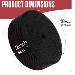 Black Chair Webbing, Elastic, Elasbelt, 2" Wide, Forty 36Ft /472inch/1200cm Roll, Latex, Band, Repair and Modification