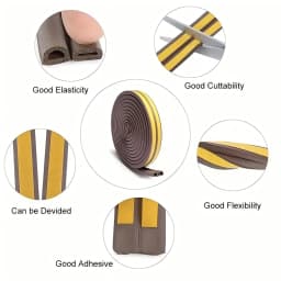 5m/10m DIEP Shape Door Seal Strip Self-adhesive Window WeatherStripping Insulation Noise Rubber Sealing Strip Draft Stopper Tape