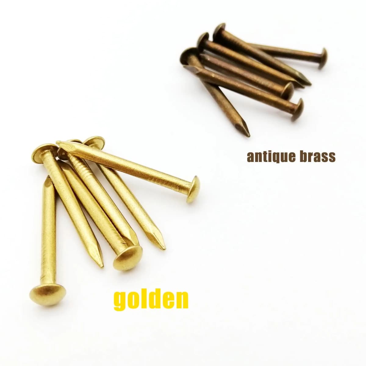 Antique Brass Bronze Golden Diameter 1.2mm 1.5mm 2mm 2.8mm Pure Copper Small Mini Round Head Furniture Nail Tack Length=8–50mm