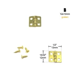 12pcs Mini Small Long Flat Jewelry Chest Gift Wine Music Wooden Box Case Furniture Dollhouse Cabinet Door Hinge with Screw Nail