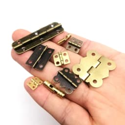 12pcs Mini Small Long Flat Jewelry Chest Gift Wine Music Wooden Box Case Furniture Dollhouse Cabinet Door Hinge with Screw Nail
