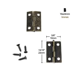 12pcs Mini Small Long Flat Jewelry Chest Gift Wine Music Wooden Box Case Furniture Dollhouse Cabinet Door Hinge with Screw Nail