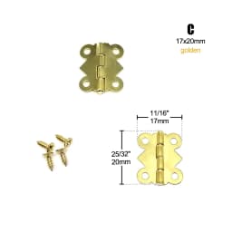 12pcs Mini Small Long Flat Jewelry Chest Gift Wine Music Wooden Box Case Furniture Dollhouse Cabinet Door Hinge with Screw Nail