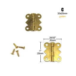 12pcs Mini Small Long Flat Jewelry Chest Gift Wine Music Wooden Box Case Furniture Dollhouse Cabinet Door Hinge with Screw Nail