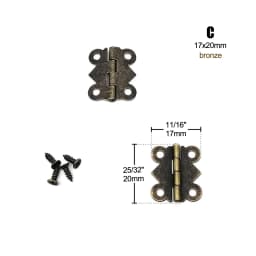 12pcs Mini Small Long Flat Jewelry Chest Gift Wine Music Wooden Box Case Furniture Dollhouse Cabinet Door Hinge with Screw Nail