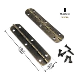 12pcs Mini Small Long Flat Jewelry Chest Gift Wine Music Wooden Box Case Furniture Dollhouse Cabinet Door Hinge with Screw Nail