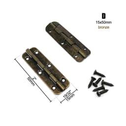 12pcs Mini Small Long Flat Jewelry Chest Gift Wine Music Wooden Box Case Furniture Dollhouse Cabinet Door Hinge with Screw Nail