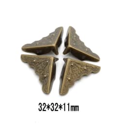 4PCS Antique Corner Protector (with Screws) Bronze Jewelry Box Wooden Case Decorative Feet Leg Corner Protector