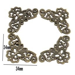 4PCS Antique Corner Protector (with Screws) Bronze Jewelry Box Wooden Case Decorative Feet Leg Corner Protector