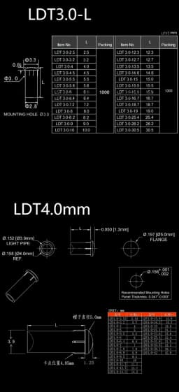 LDT3.0/4.0-L Type Light Guide Column PC Transparent Light Pipe For 3/4mm Led Diode LED Tube Lampshade Replace