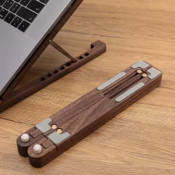 Foldable Wooden Laptop Stand with 8-Height Adjustment for MacBook Air/Pro, 11–17 Inch Portable Computer Holder