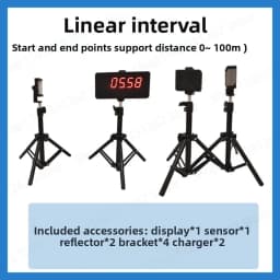 Wireless Laser Timing Gate System Precision Infrared Timer with LED Display for Speed Skating Slalom Running Sprint Training