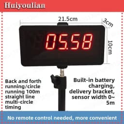 Wireless Laser Timing Gate System Precision Infrared Timer with LED Display for Speed Skating Slalom Running Sprint Training