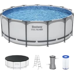 Bestway Steel Pro MAX 13' X 48" Above Ground Pool, Round Metal Frame Outdoor Swimming Pool Set With Filter Pump, Ladder, And Cov